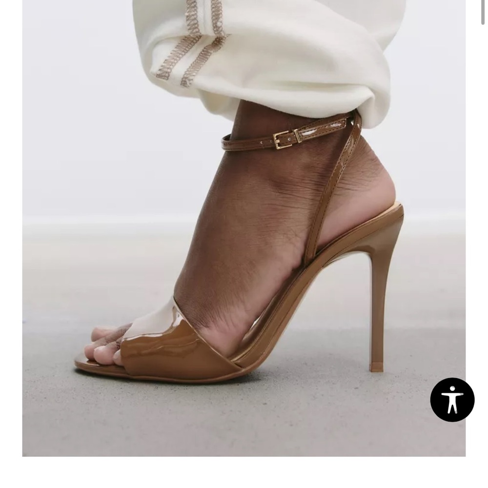 Zara Tan Stiletto Heels with Ankle Strap